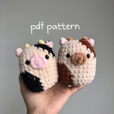 Squishmallow Cow Inspired Crochet Pattern - PDF Pattern Crochet toys patterns free amigurumi #crochettoyspatternsfreeamigurumi #crochet #crochettoy #crochetpattern #crochetpatterns 1.48 Crochet Simple Cow, Crochet Cow Keychains, Cow Crochet Keychain Pattern, Crochet Squishmallow Pattern Free, Crochet Squishmallow, Crocheted Cow Pattern, Crocheted Animals, Crochet Toys Free, Easy Crochet Animals