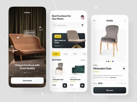 Furniture Mobile App Design, Furniture App Design, Apps Ideas, Mobile Website Design, Furniture Website, Ui Design Website, Mobile Ui Design, Mobile App Ui, Social Media Design Inspiration