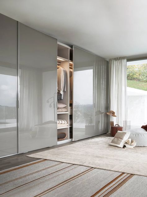 Simple modern solid color integrated wardrobe sliding door customization bedroom cloakroom wardrobe furniture customization|Wardrobes| - AliExpress Mirrored Wardrobe Doors, Sliding Mirror Closet Doors, Sliding Door Wardrobe Designs, Glass Wardrobe, Bedroom Cupboards, Wardrobe Door Designs, Interior Design Per La Casa, Sliding Wardrobe Doors, Modern Closet