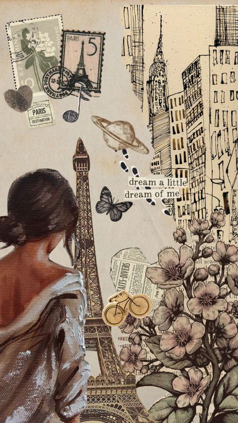 Walpeper Aesthetic Vintage, French Collage Aesthetic, Vintage Artsy Aesthetic Wallpaper, Paris Collage Aesthetic, Vintage Paris Aesthetic Fashion, Paris Vintage Aesthetic, French Aesthetic Wallpaper, Paris Wallpaper Aesthetic, French Collage