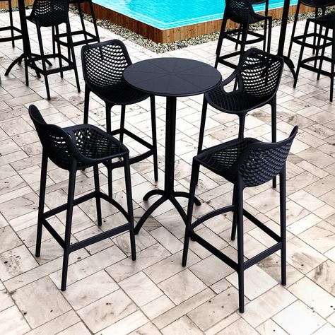 Bar En Plein Air, High Top Table, Round Bar Table, Wood Bar Table, Bar Exterior, Table Bistrot, Patio Bar Table, Pub Table Sets, Patio Bar Stools