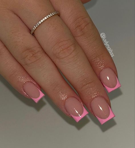 Mom Nails Short Square, Short Acrylic Nails Heart, Short Nude Pink Nails, Short Pink Square Nails, Very Short Acrylic Nails, French Tip Acrylic Nails Short, Medium Length Square Nails, Spring Nails Square, Basic Nail Ideas