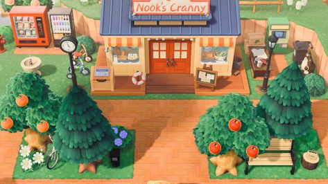 Acnh Island Designs Normcore, Nook's Cranny Ideas, Acnh Simple Ideas, Animal Crossing Nooks Cranny Idea, Animal Crossing Tree Farm, Acnh Park Design Ideas, Acnh Easy Island Ideas, Simple Animal Crossing Island Ideas, Animal Crossing Small Space Ideas