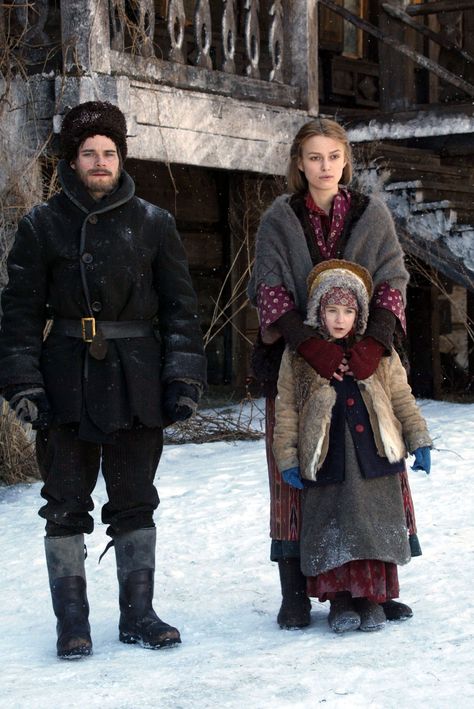 "Doctor Zhivago" movie still, 2002.  L to R: Hans Matheson, Keira Knightley, Anna Rust. Russian Period Drama, Doctor Zhivago Movie, Dr Zhivago Movie, Hans Matheson, Doctor Zhivago, Dr Zhivago, Masterpiece Theater, Picture Of Doctor, Propaganda Art