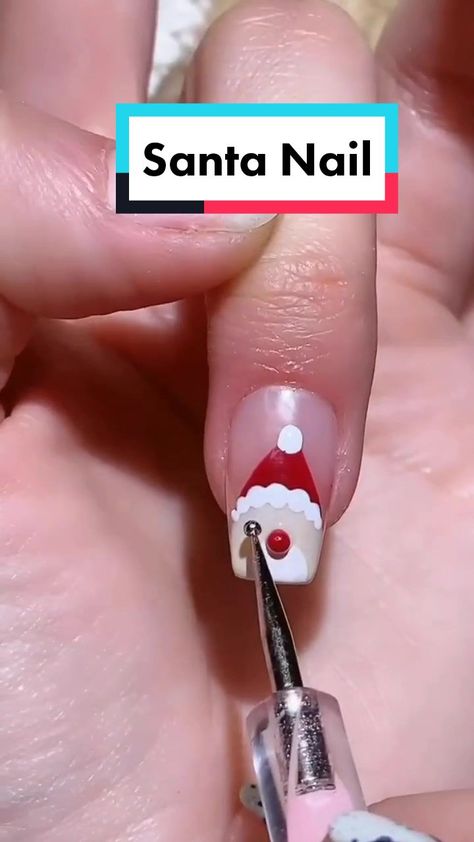 Episode 14- Christmas nails: The simple but cute Santa Claus nail idea. #nails #naildesigns #nailideas #diynailathome #christmasnails #santanails #santaclaus #santa #nailartdecember #holidaynails #nailart #nailhowto #merrychristmas #nailtutorial #nailvideos #tiktoknails #nail #christmas #easynailart #simplenailart #santanailart #gelnails #fy #foryou #foryoupage #fyp #fypシ Poly Gel Nail Art, Santa Nail Art, Poly Extension Gel, Nail Christmas, Poly Nail Gel, Santa Nails, Cute Santa Claus, Candy Cane Nails, Poly Gel