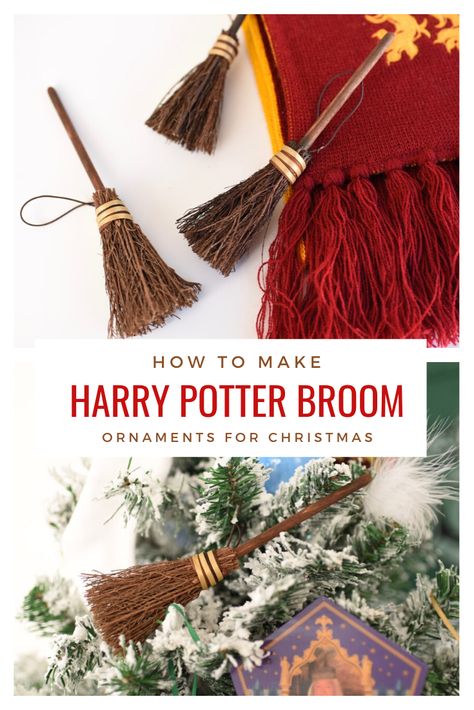 Homemade Harry Potter Ornaments, Diy Ornaments Harry Potter, Harry Potter Christmas Tree Diy Ornaments Ideas, Harry Potter Diy Christmas Ornaments, Diy Harry Potter Christmas Decor, Harry Potter Gnome Diy, Harry Potter Wreath Diy, Diy Harry Potter Broom, Harry Potter Diy Ornaments