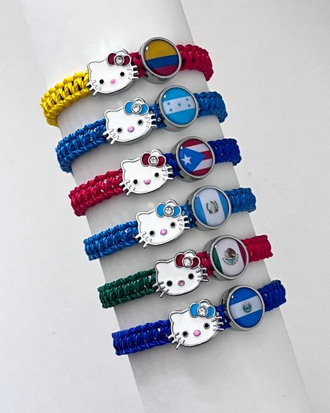 Our new Hello kitty latina bracelets! 🎀🇲🇽🇨🇴🇵🇷🇭🇳🇸🇻🇬🇹 Super excited for you guys to match with friends! Available 6/26 7PM Eastern Time ⏰ - - Follow @blusherjewels for more - #latinamami #bracelets #latinaownedbusiness #hellokittyaddict #matchinggifts #giftideas #mexicanbracelets #charms #jewlery #smallbusiness #hellokittyjewelry #colombia #mexico🇲🇽 #elsalvador #puertorico🇵🇷 #honduras #guetamala Hello Kitty Jewelry, Business Stickers, Matching Gifts, Fitness Tips, Hello Kitty