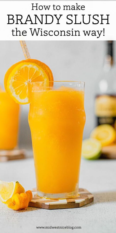 Brandy Slush Recipe Without Tea, Brandy Slush Wisconsin, Brandy Slush Recipe Wisconsin, Brandy Slush Recipe, Alcoholic Slush, Brandy Slush, Brandy Sour, Classic Christmas Recipes, Lemonade Slush