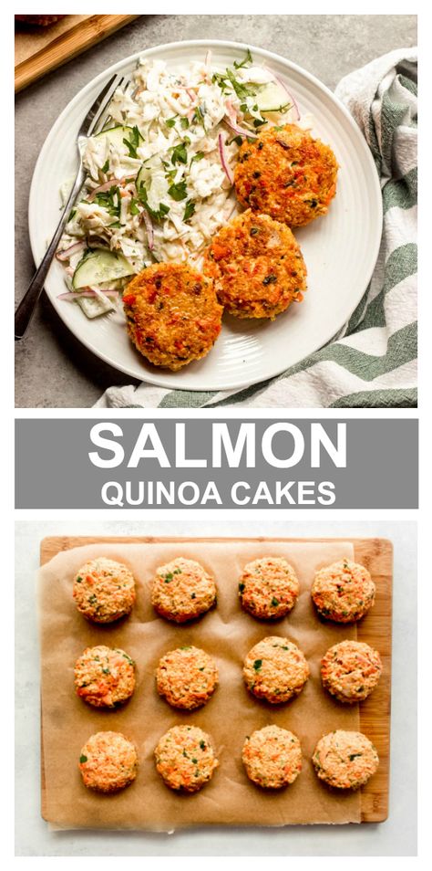 Quinoa Cakes, Quinoa Patties, Salmon Quinoa, Quinoa Cake, Flaked Salmon, Leftover Salmon, Salmon Cakes, Salmon Patties, Quinoa Recipes