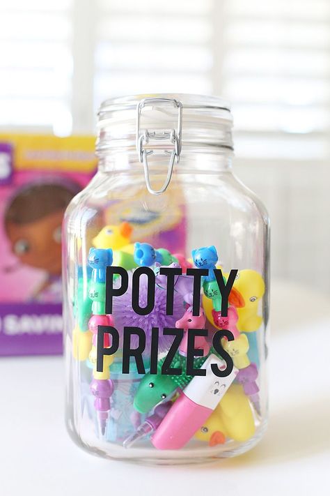 DIY Potty Prizes Jar and Potty Training Tips #pottytraining #cricutmade #cricutmaker #toddler #parentingtips #momtips Daycare Potty Training Chart, Potty Training Prize Basket, Potty Training Daycare, Potty Basket Ideas, Potty Training Prizes, Potty Training Lesson Plan, Potty Training Basket, Potty Training Prizes Ideas, Potty Prizes