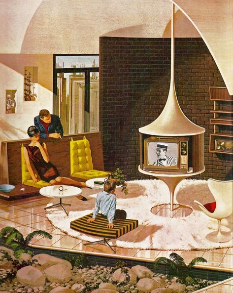 Vintage Futurism, Retro Rooms, Mid Century Interior, Mid Century Living, Mid Century Modern Interiors, Retro Interior, Atomic Age, Vintage Interiors, Retro Futuristic