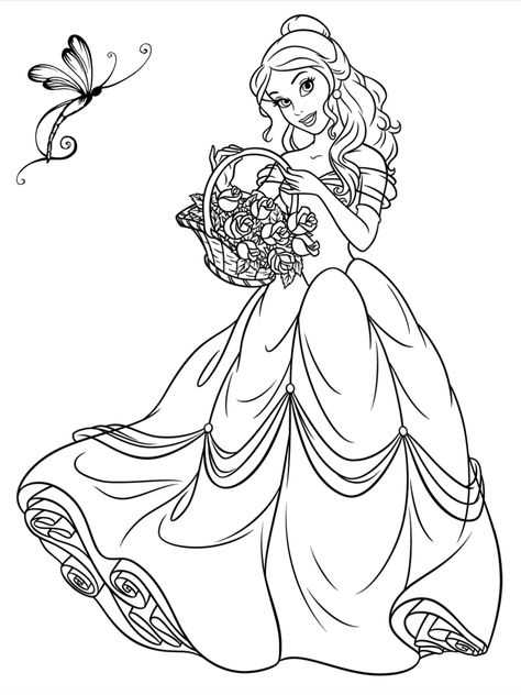 Visit our collection to download 100+ princess coloring pages for kids -> Click on the picture. Easy coloring pages for kids. Simple coloring pages. Princess coloring pages. #preschoolcoloringpages #printablecoloringpages #Princesscoloringpages Belle Coloring Pages, Cinderella Coloring Pages, Disney Princess Colors, Kindergarten Coloring Pages, Disney Princess Coloring Pages, Preschool Coloring Pages, Adult Coloring Designs, Princess Coloring Pages, Dinosaur Coloring Pages