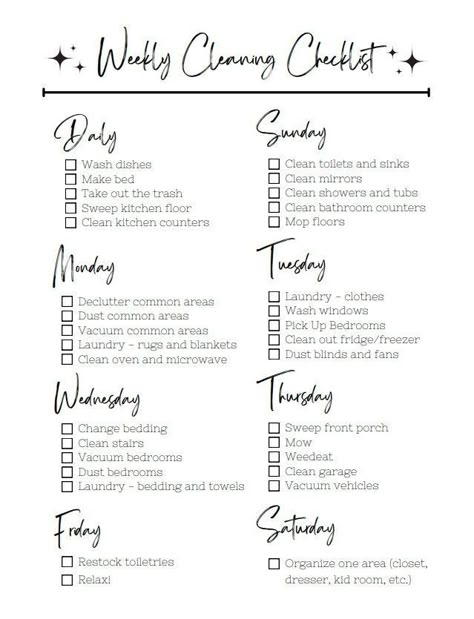 Use this checklist to hit every item on your cleaning to-do list! Separated into smaller daily tasks this list makes it easy to get everything done without feeling overwhelmed. Clean Kitchen Counter, Clean Kitchen Floor, Daily Cleaning Checklist, Deep Cleaning Checklist, How To Clean Mirrors, Daily Cleaning, Oven Cleaning, Daily Planner Printable, Cleaning Schedule