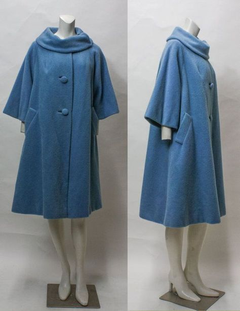 50s Coat // Lilli Ann 1950s Swing Coat // Light Blue With Cowl ... Antarctica Trip, 50s Coat, Coat Ideas, Vintage Outerwear, Ladies Suits, Lilli Ann, Wool Cowl, Vintage Coats, Winter Vintage