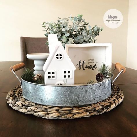 Galvanized Tray Decor, Winter Tray, Christmas Tray Decor, Easter Inspiration Decor, January Decor, Galvanized Tray, Farmhouse Tray, Wooden Trays, Farmhouse Centerpiece