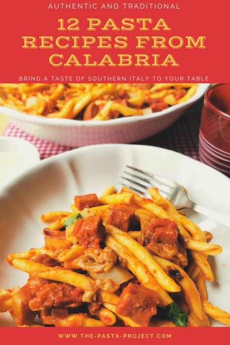 This collection of pasta recipes from Calabria in Southern Italy is just a sample of the tasty, hearty and filling dishes in the Calabrian cuisine. Authentic Italian pasta recipes for any occasion. #calabria #italianpasta #pastarecipes #authenticitalianpasta #thepastaproject Authentic Italian Pasta Recipes, Italian Pasta Recipes Authentic, Authentic Italian Pasta, Chili Pasta, Fish Pasta, Favorite Pasta Recipes, Traditional Italian Dishes, Easy Mediterranean Diet Recipes, Macaroni Pasta