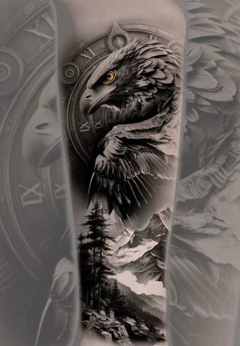 Viking Eagle Tattoo, Eagle Sleeve Tattoo Men, Eagle Arm Tattoo, Native American Eagle Tattoo, Eagle Tattoo Men, Eagle Shoulder Tattoo, Eagle Tattoo Design, Wolf Tattoo Forearm, Berg Tattoo