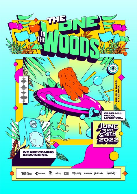 The One in the Woods 2022 on Behance Design Illustration Art, Festival Logo, Music Festival Poster, Album Art Design, Event Poster Design, Graphic Poster Art, Music Fest, Festival Design, Festival Posters