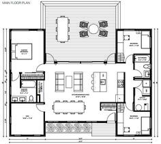 miniHomes Hybrid Trio prefab home - plans. U Shaped House Plans, U Shaped Houses, Prefab Home, Modern Prefab Homes, Shipping Container House Plans, Small Modern Home, Building A Container Home, House Construction Plan, Container House Plans