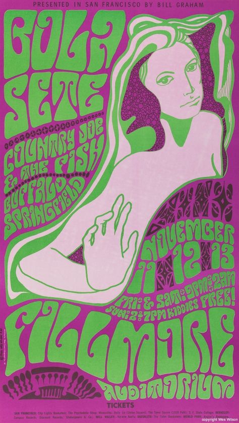 more gorgeous poster art from wes wilson (for brazilian guitarist bola sete at the fillmore) Wes Wilson, Buffalo Springfield, Rock Poster Art, Vintage Concert Posters, San Francisco Art, San Francesco, Concert Poster, Rock Posters, Norman Rockwell