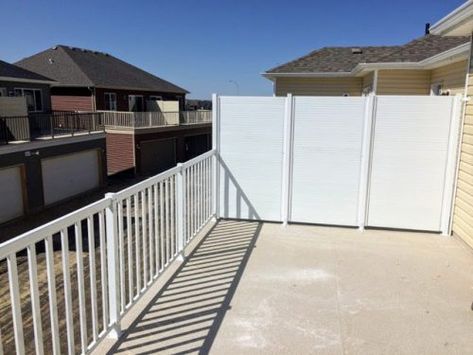 Adding Privacy Wall To Existing Deck, Privacy Wall On Deck, Wood Pool Deck, Second Floor Deck, Privacy Screen Deck, Aluminum Railing Deck, White Deck, Patio Railing, Privacy Wall