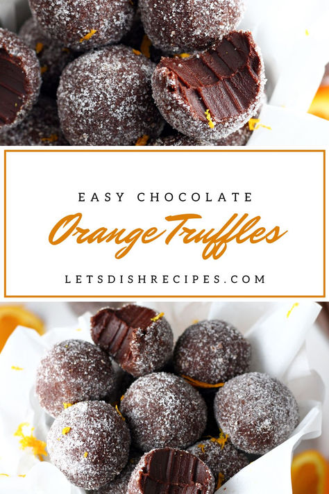 Easy Chocolate Orange Truffles Recipe -- Dark chocolate and orange oil combine in these rich decadent truffles. With only four ingredients, you won't believe how easy they are to make! #christmastreats #homemadechocolates Chocolate Orange Truffles Recipe, Orange Truffles Recipe, Easy Xmas Dessert, Chocolate Orange Truffles, Orange Truffles, Easy Truffles, Chocolate And Orange, Homemade Truffles, Dessert Truffles