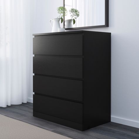 MALM 4-drawer chest, black-brown, 31 1/2x39 3/8" - IKEA Malm Chest Of Drawers, Ikea 2015, Ikea Malm Dresser, Malm Dresser, Black Dressers, Ikea Malm, 4 Drawer Dresser, Ikea Hackers, Design Line