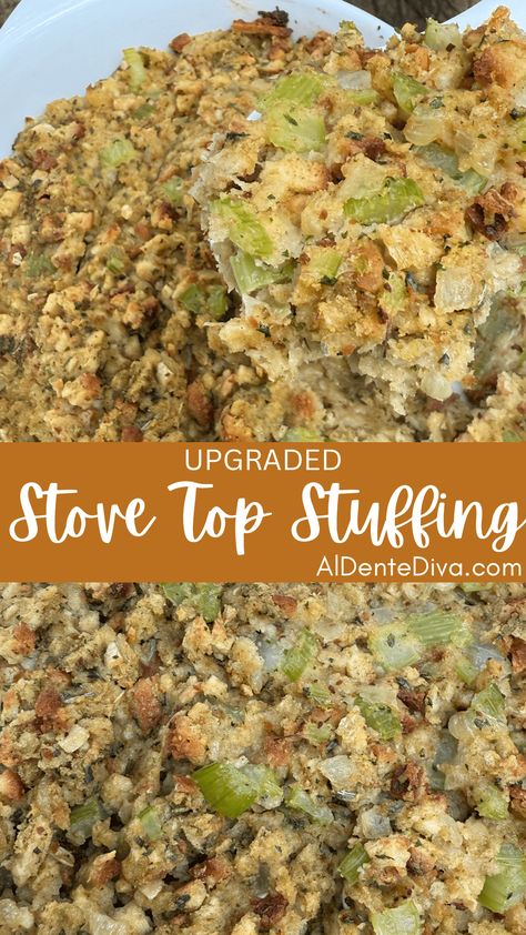 Upgraded Stove Top Stuffing Homemade Stovetop Stuffing Recipes, Sausage Stuffing Stovetop, How Long To Cook Stuffing In The Oven, Elevated Stove Top Stuffing, How To Jazz Up Stove Top Stuffing, Dress Up Stove Top Stuffing, Crockpot Stovetop Stuffing, Stovetop Stuffing Hacks, Stovetop Stuffing Crockpot