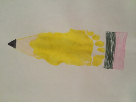 Back to school Footprint Pencil Back To School Art Projects For Infants, Back To School Crafts For Toddlers Easy, Back To School Art Infants, Easy Footprint Crafts, Infant Back To School Art, Infant Back To School Crafts, Footprint Pencil, Back To School Art For Infants, Back To School Footprint Art