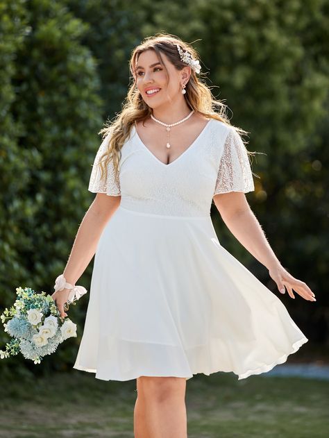 Civil Wedding Dresses Plus Size, Plus Size Civil Wedding Dress, Plus Size Wedding Dresses Short, Plus Size Wedding Dress Short, Short Dress Plus Size, Braids Maid Dresses, Sunflower Shoot, White Dress Plus Size, Plus Size White Dress