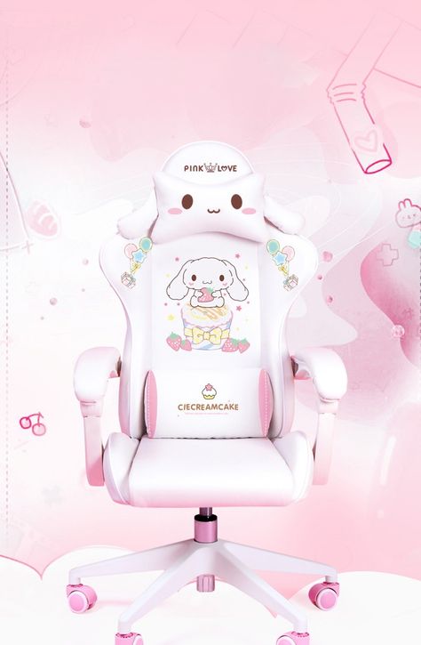 Cute cartoon chairs bedroom office computer chair home girls gaming chair adjustable live gamer chairs ship from US Cherry Bedding, Pc Room, Girl Bedding, Gamer Chair, Kawaii Bedroom, Chaise Gaming, Desain Pantry, Kawaii Games, Gamer Setup