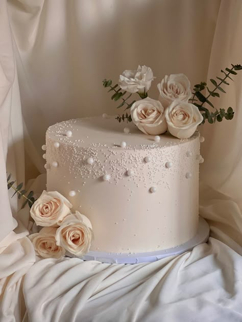 10 In Wedding Cake, Cupcakes And Wedding Cake, Wedding Cakes Pearls And Flowers, Pearl And Flower Cake, Single Layer Wedding Cake Pearl, Cake For Wedding Ideas Simple, Simple Chocolate Wedding Cake, Wedding Birthday Cake, Wedding Cake Pearls And Flowers