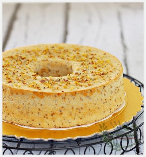 osmanthus chia seed chiffon cake 063 Chiffon Cake Recipe, Asian Noodle Dishes, Wok Recipes, Easy Chinese Recipes, Cake Printing, Quick And Easy Recipes, Grey Tea, Asian Desserts, Chiffon Cake