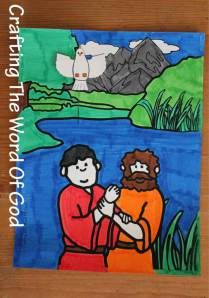 Jesus Baptism craft Jesus Baptism Craft, Ascension Craft, Baptism Craft, Holy Spirit Craft, Ascension Of Jesus, Jesus Calms The Storm, Jesus Crafts, Woord Van God, Calming The Storm