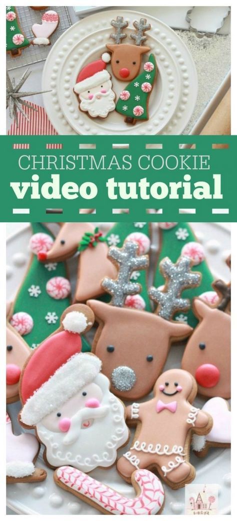 (Video) How to Decorate Christmas Cookies - Simple Designs for Beginners | Sweetopia Decorate Christmas Cookies, Royal Icing Christmas Cookies, Christmas Sugar Cookies Decorated, Super Cookies, Decorate Christmas, Decorated Cookies Tutorial, Simple Video, Cake Decorating For Beginners, Frozen Cookies