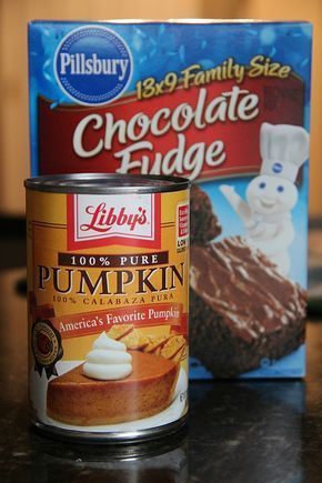 Pinterest Fail, Pumpkin Brownies, Cholesterol Foods, Pumpkin Spice Recipe, Low Cholesterol Recipes, Duncan Hines, 2 Ingredient, Homemade Pumpkin, Brownie Mix