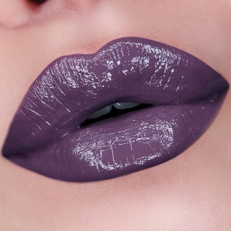 NYX Professional Makeup Slip Tease in Negotiator Swatch Makeup Looks Lipstick & Lip Gloss, Makeup Bold Lip, Purple Lips Makeup, Pretty Lipstick Colors, Purple Glossy Lips, Purple Glitter Lipstick, Pageant Makeup, Lipstick Designs, Beautiful Lipstick