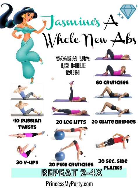 Disney Princess Workout Aladdin Disney Movie Workouts, Mermaid Workout, Disney Workout, Princess Workout, Movie Workouts, Beginner Exercises, January Challenge, Superhero Workout, Disney Challenge