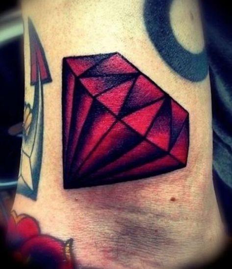 Red Diamond Tattoo, Diamond Tattoo Meaning, Traditional Diamond Tattoo, Black Diamond Tattoos, Ruby Tattoo, Diamond Tattoo Designs, Diamond Tattoo, Catrina Tattoo, Tattoos Mandala