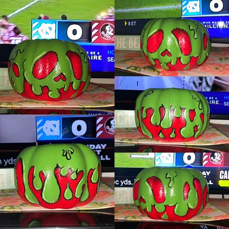 Poison Apple Pumpkin Painting, Vampire Painted Pumpkin, Apple Pumpkin Painting, Poison Apple Pumpkin, Pumpkin Vines Painting, Pumpkin Monster Art, Apple Pumpkin, Art Classroom Management, Poison Apple