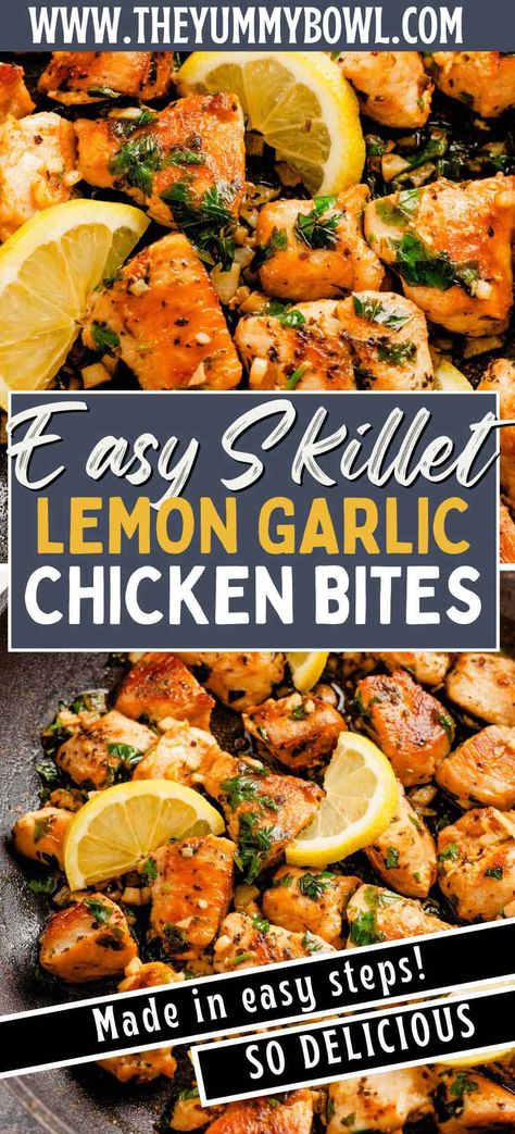 Enjoy crispy Lemon Garlic Chicken Bites - tender, flavorful, and perfect for any meal. Easy to make and always a hit! Healthy Chicken Bites Recipes, Greek Chicken Bites, Lemon And Garlic Chicken Bites, Lemon Garlic Chicken Bites, Baked Chicken Bites Recipes, Chicken Bites Healthy, Grilled Chicken Bites, Lemon Chicken Bites, Lemon Chicken Drumsticks