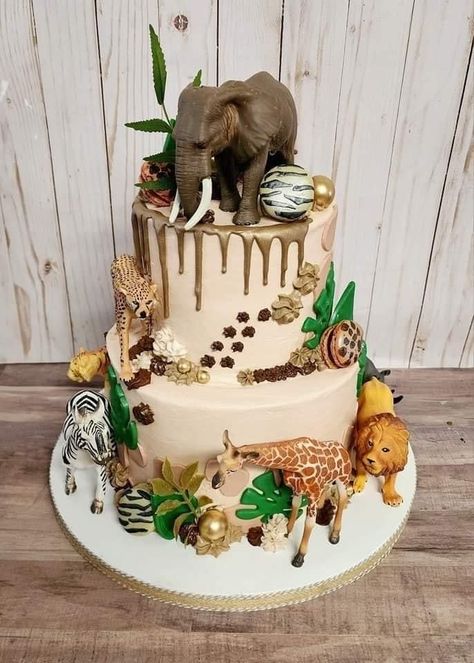 𝒫𝒾𝓃: 𝑔𝑜𝓁𝒹𝓈𝒽𝑜𝓇𝓉𝓎 💌 Third Birthday Boys, Birthday Cake Kids Boys, Dino Birthday Cake, Jungle Birthday Cakes, Wild Baby Shower, Jungle Theme Cakes, Boys 1st Birthday Cake, Young Wild And Three, Jungle Safari Birthday