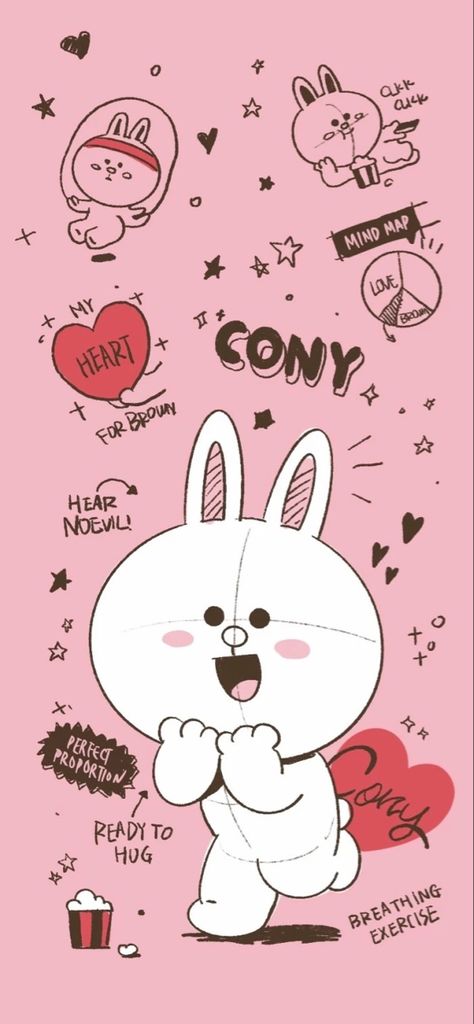 Cony Wallpaper, Line Cony, Hug Illustration, Cute Images For Wallpaper, Karakter Disney, Lines Wallpaper, Bunny And Bear, Friends Wallpaper, Soft Wallpaper