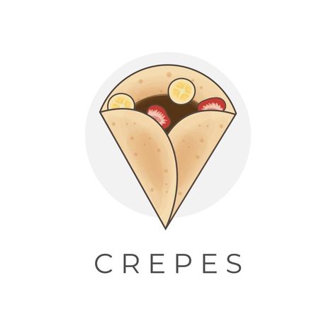 Crepe Drawing, Crepe Illustration, Creperia Ideas, Arts And Crafts For Kids Easy, Crepe Design, Coffee Shop Logo Design, Crepes And Waffles, Sweet Crepes, Coffee Shop Logo