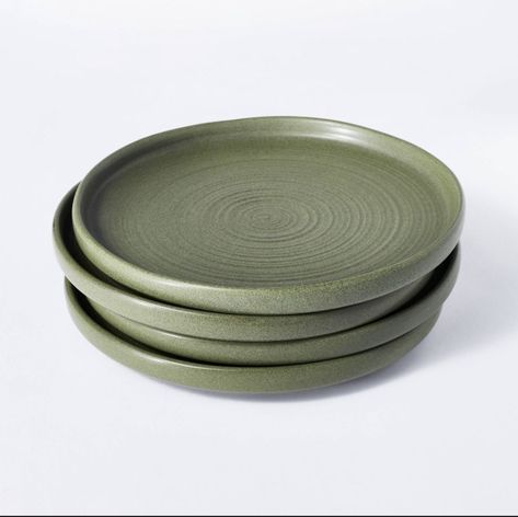 Green Stoneware Dinnerware, Meals Throughout The Day, Bali Style Home, Ceramic Making, Green Dinner Plates, Shea Mcgee, Mcu Dr, Stoneware Plates, Main Course Dishes