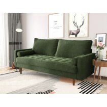 Everly Quinn 70'Velvet Square Arm Modern Style Sofa | Wayfair Mid Century Modern Couch, Green Couch, Velvet Loveseat, Square Arm Sofa, Corner Sofa Set, Bantal Sofa, Modern Couch, Upholstered Fabric, Best Sofa