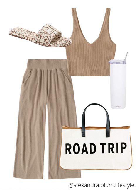 Cute Mom Vacation Outfits, Summer Outfits Vacation Travel, Casual Trip Outfits Summer, Summer Outfits For Australia, Lounge Vacation Outfits, Road Trip Outfit Ideas Casual, Tan Summer Outfits, Spa Day Outfit Summer, Spring Vacay Outfits