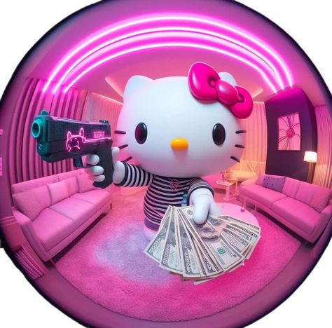 Hello Kitty Gangster, Gangster Hello Kitty, Fisheye Pfp, Gangster Wallpaper, Hello Kitty Pfp, Kitty Pfp, Highlight Icons, Hello Kitty, Kitty