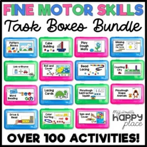 Preschool resources | TPT Fine Motor Boxes, Fine Motor Task Boxes, Task Boxes Preschool, Classroom Supplies List, Jedi Academy, Cube Template, Work Bins, Morning Work Activities, Morning Tubs