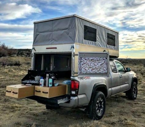 What is the Lightest Pop-Up Truck Camper? (8 Must-See Options) Popup Truck Camper, Truck Pop Up Camper, Tacoma Camper Build, Chevy Colorado Camper Shell, Truck Camper Conversion, Overland Truck Camper, Lightweight Truck Campers, Diy Truck Camper, Truck Cap Camper